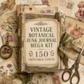 Vintage Botanical Junk Journal Mega Kit | 150 Printable Assets premium cover