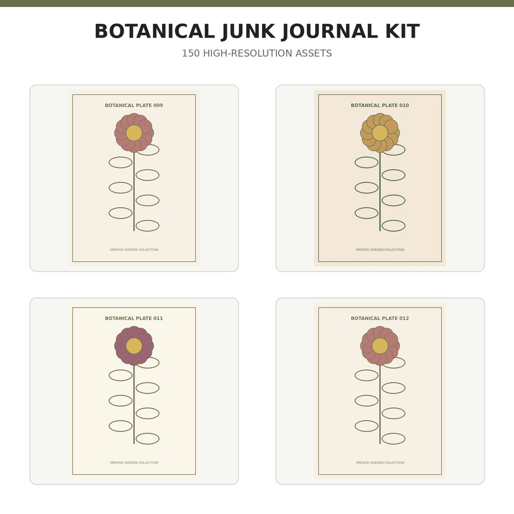 Vintage Botanical Junk Journal Mega Kit | 150 Printable Assets content preview 3