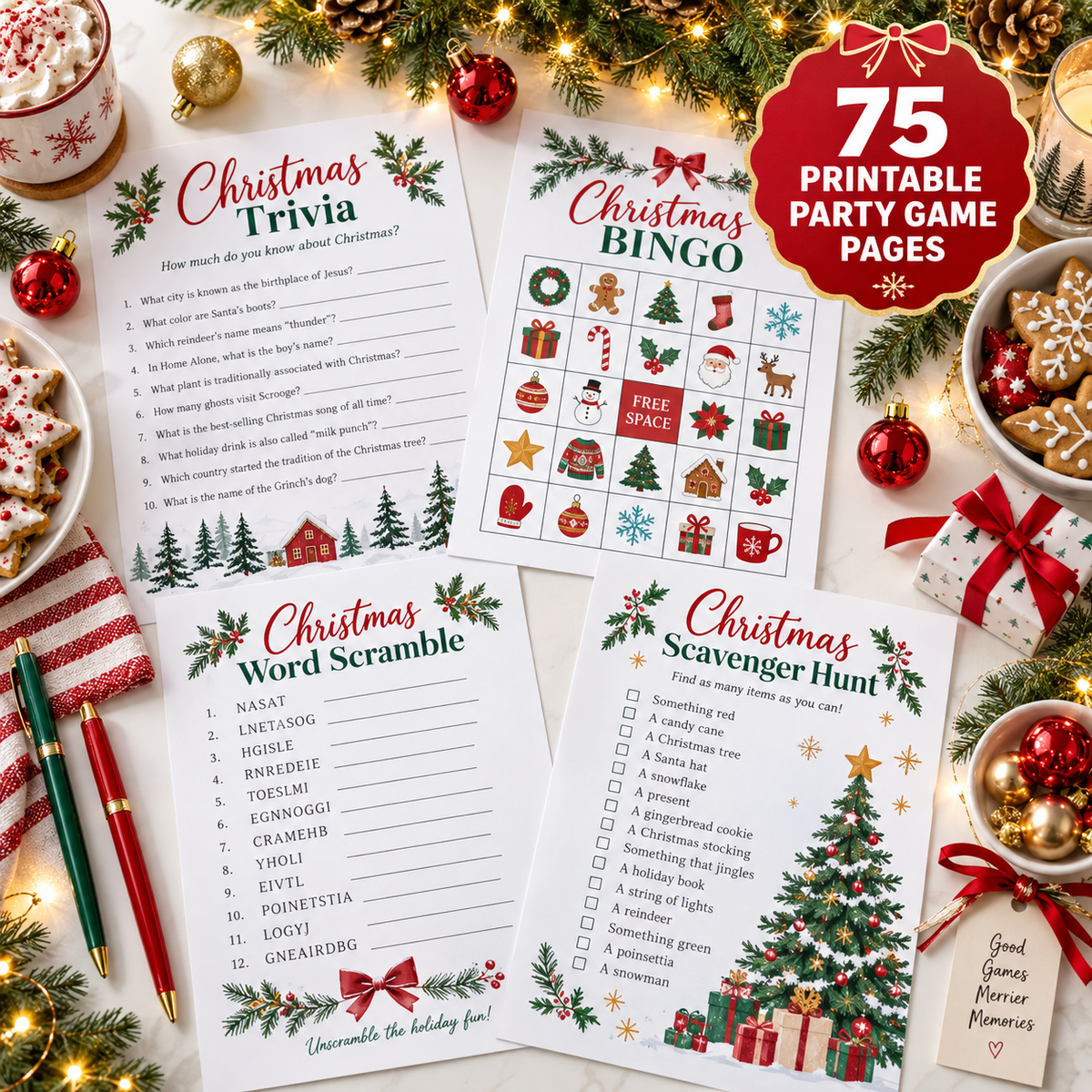 Christmas printable party games bundle preview