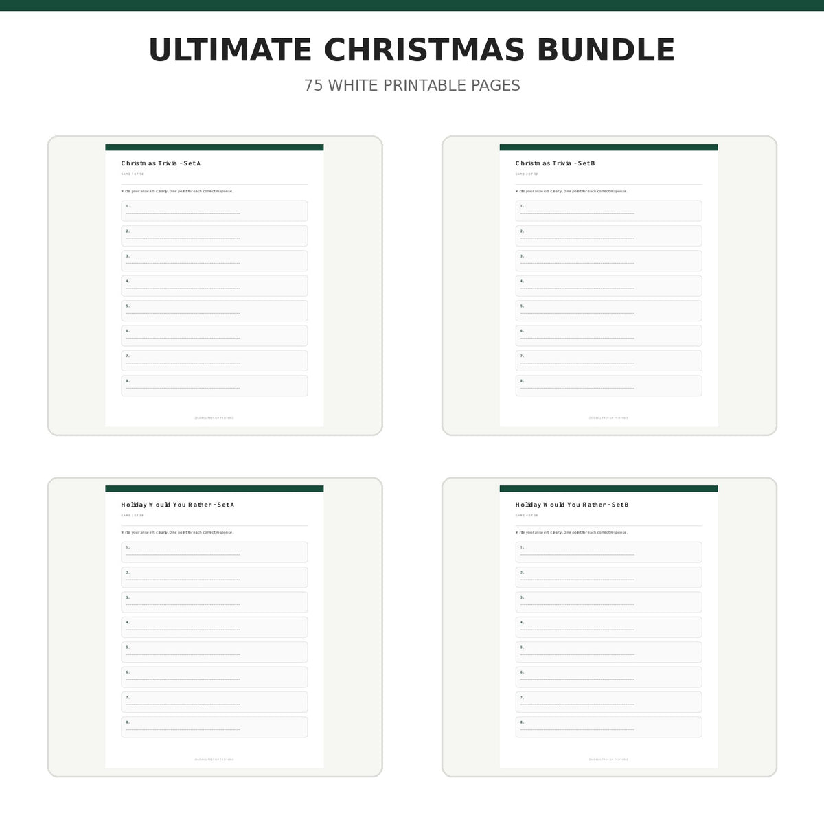 Ultimate Christmas Celebration Bundle | 75 Printable Party Game Pages content preview 1