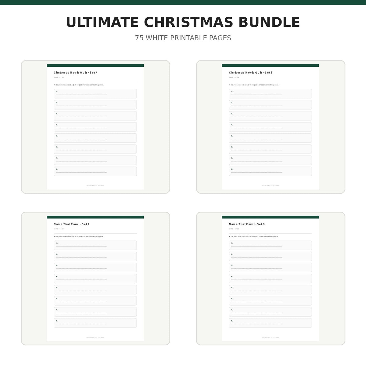 Ultimate Christmas Celebration Bundle | 75 Printable Party Game Pages content preview 2