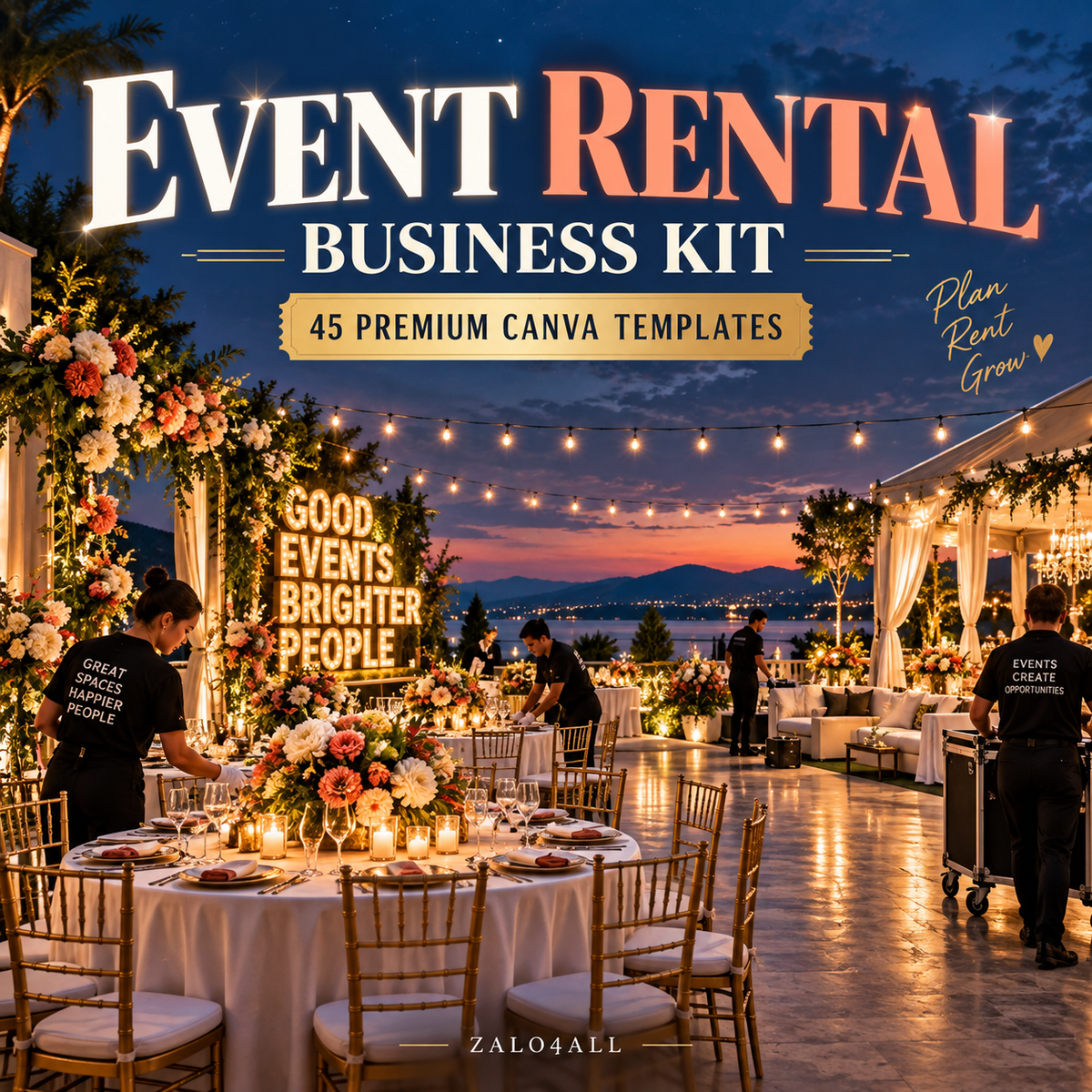 Event Rental Business Kit - 45 Premium Canva Templates cover