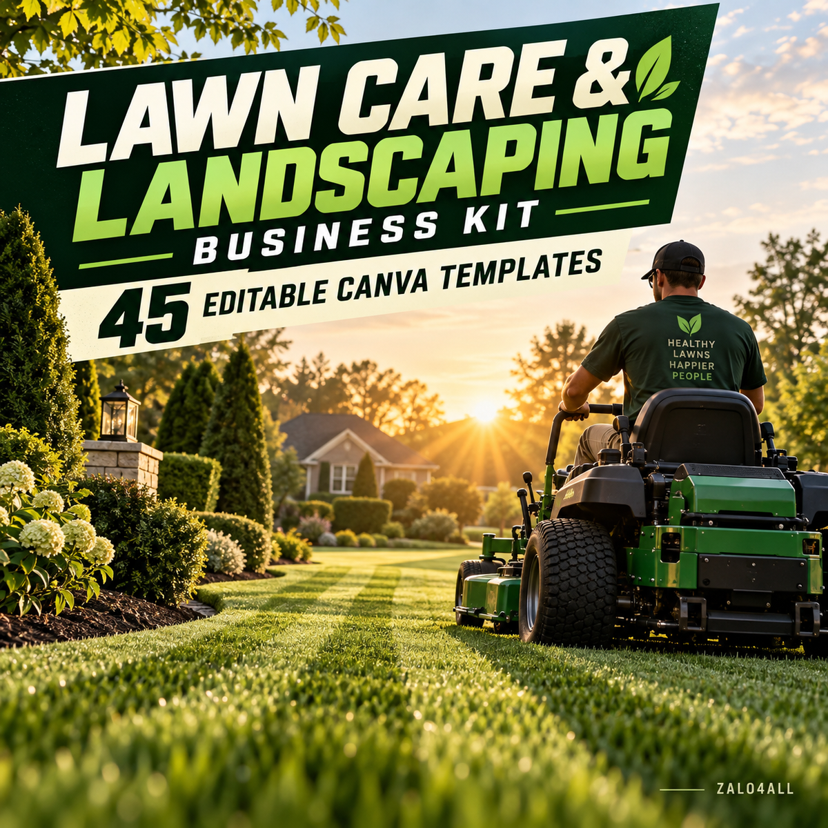 Lawn Care and Landscaping Business Kit - 45 Editable Canva Templates cover