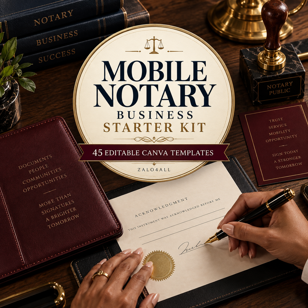 Mobile Notary Business Starter Kit - 45 Editable Canva Templates cover