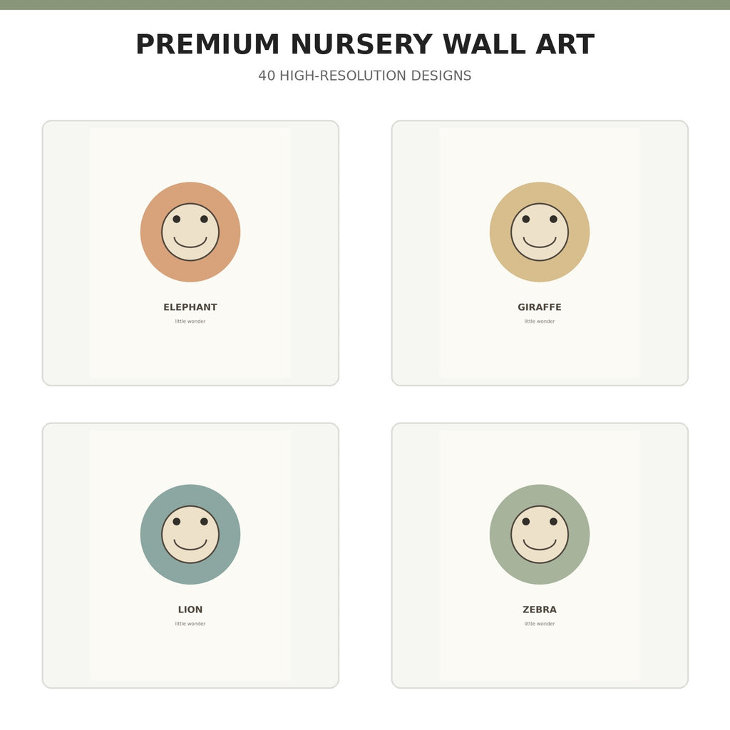 Premium Nursery Wall Art Collection | 40 Safari Animal Prints content preview 1