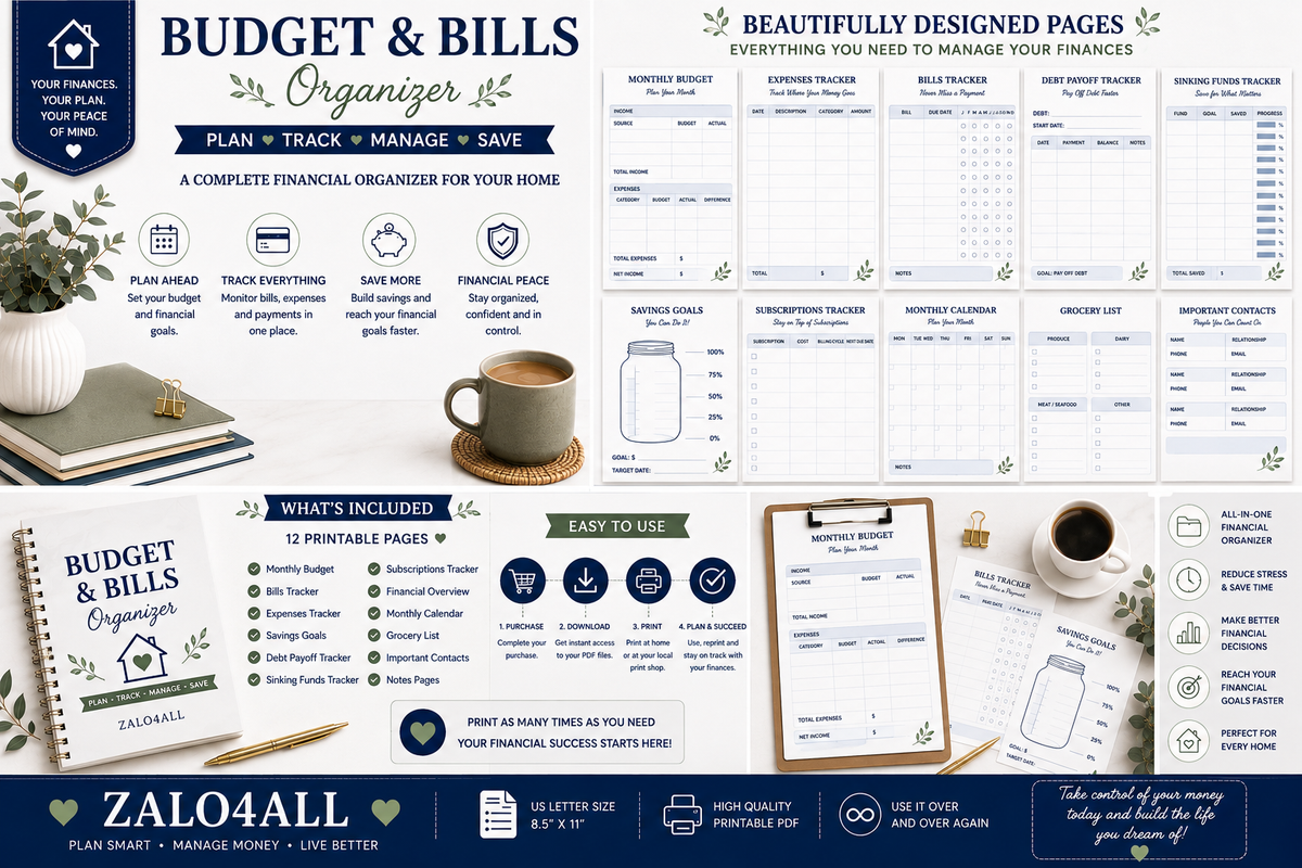 Home Management Binder Printable 30 Page Household Planner Cleaning Chores Budget Meal Planner PDF - digital product preview 10