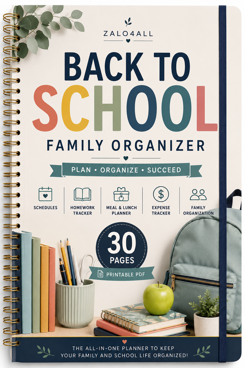 Back to School Family Organizer Printable 30 Page School Planner PDF - digital product preview 1