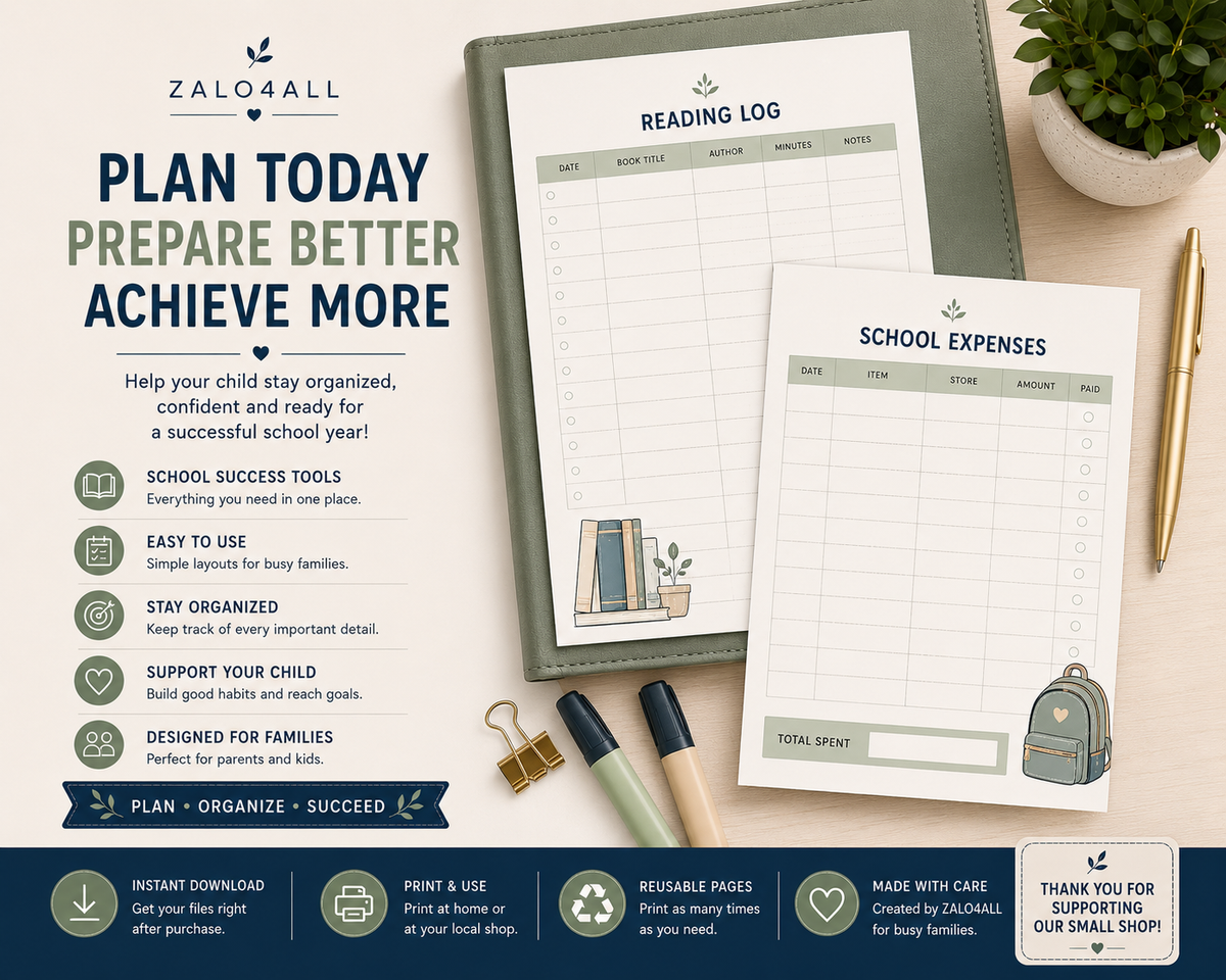 Back to School Family Organizer Printable 30 Page School Planner PDF - digital product preview 4