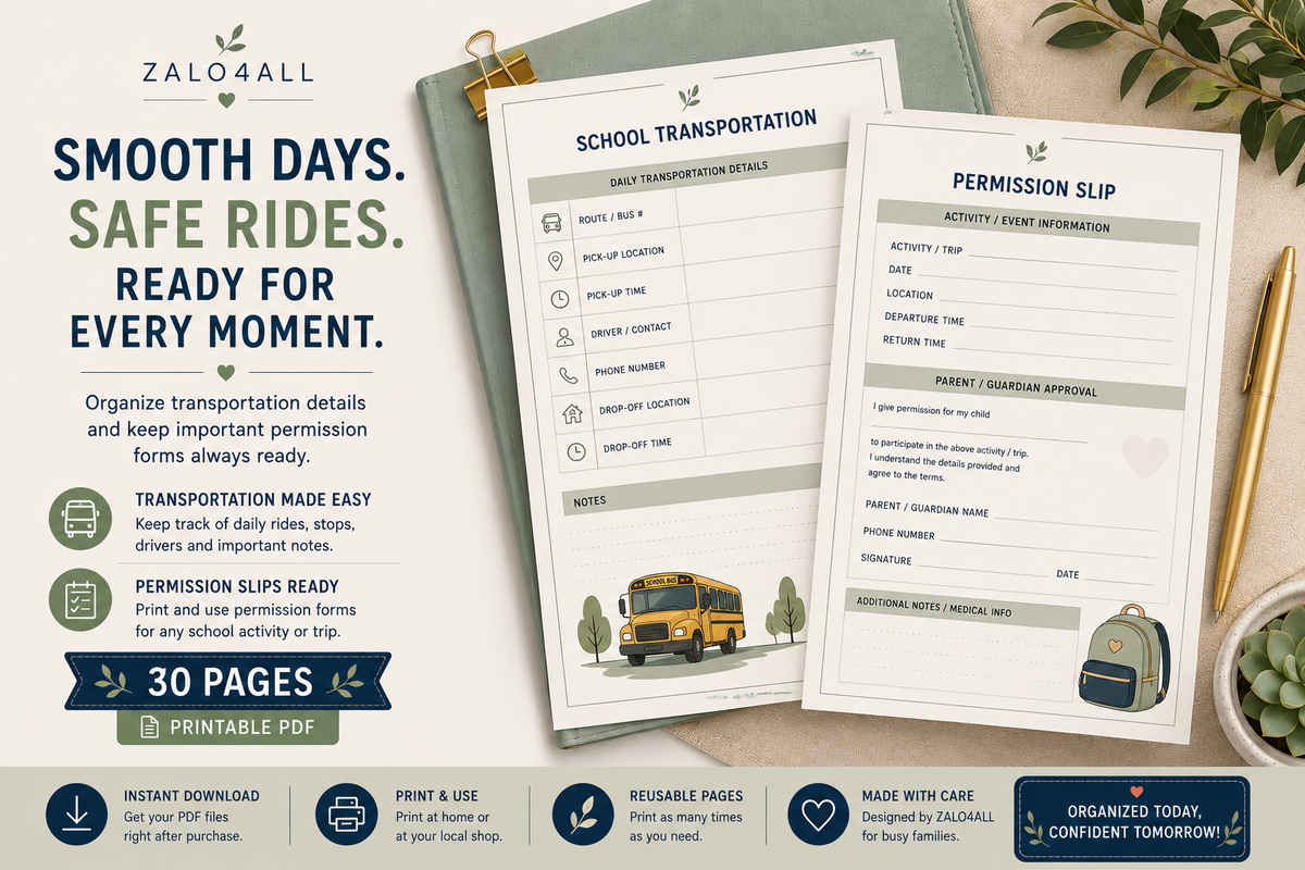 Back to School Family Organizer Printable 30 Page School Planner PDF - digital product preview 6