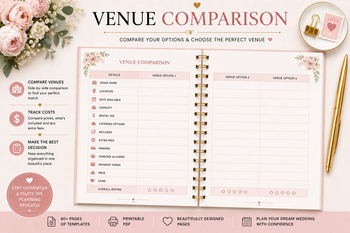 Wedding Planner Printable PDF - Wedding Planning Checklist - Bride Organizer - Budget, Guest List & Timeline - digital product preview 5