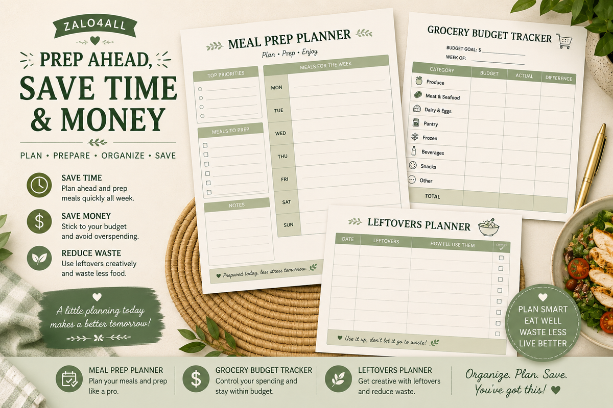 Meal Planner Printable PDF - 13 Page Weekly Meal Plan, Grocery List & Pantry Organizer - digital product preview 4