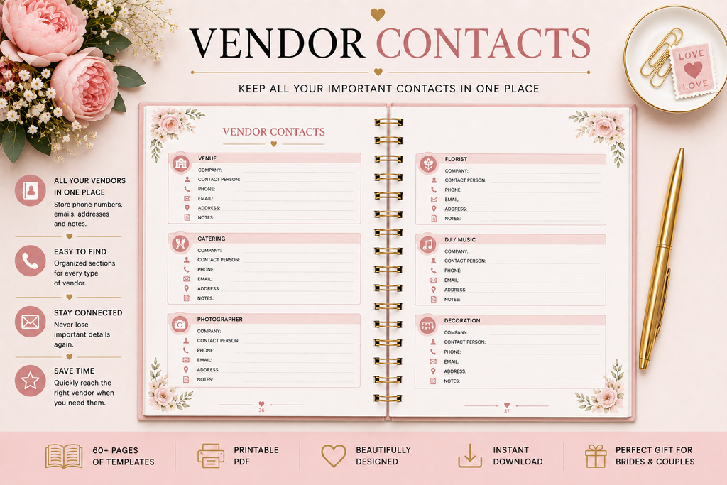 Wedding Planner Printable PDF - Wedding Planning Checklist - Bride Organizer - Budget, Guest List & Timeline - digital product preview 7