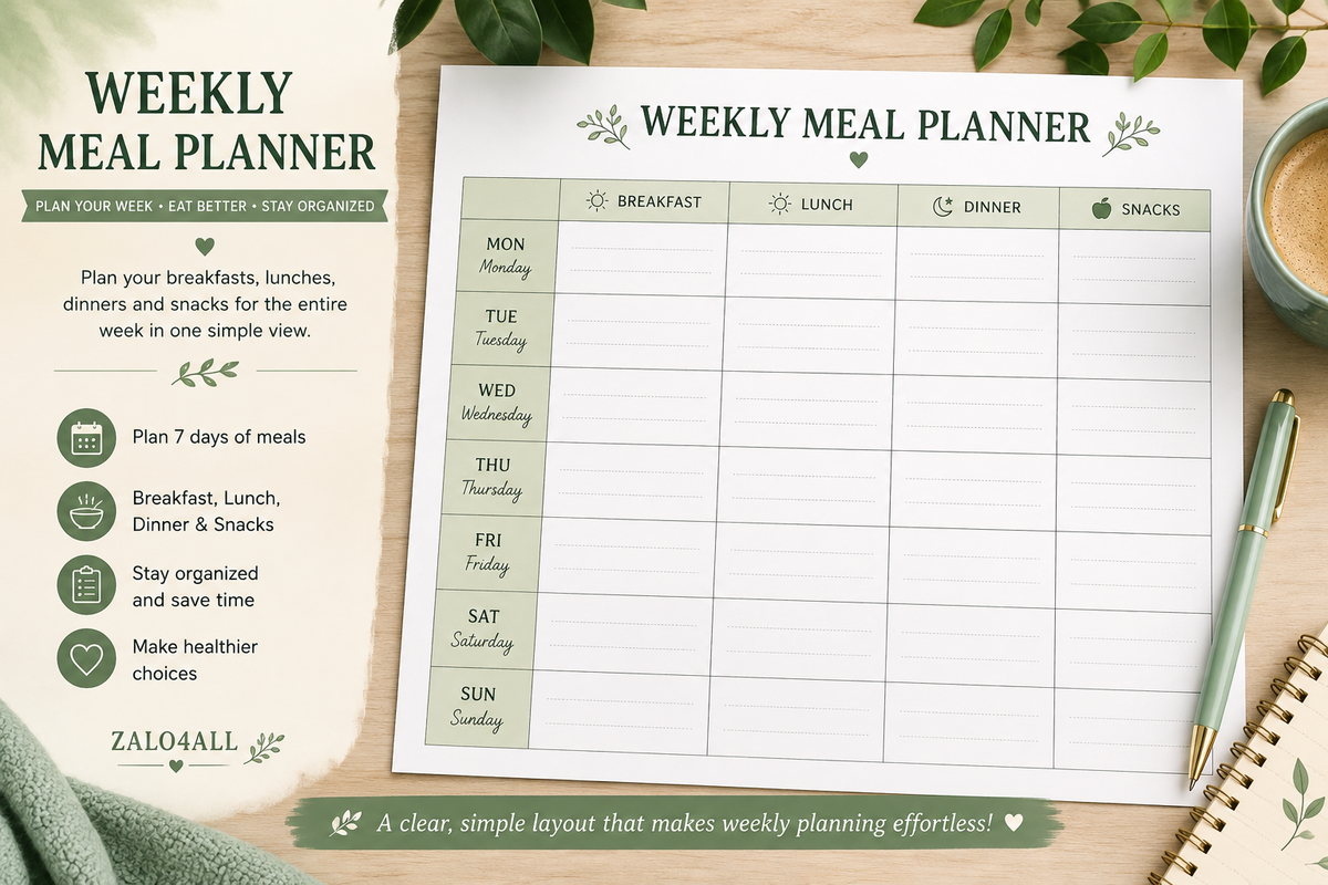 Meal Planner Printable PDF - 13 Page Weekly Meal Plan, Grocery List & Pantry Organizer - digital product preview 2