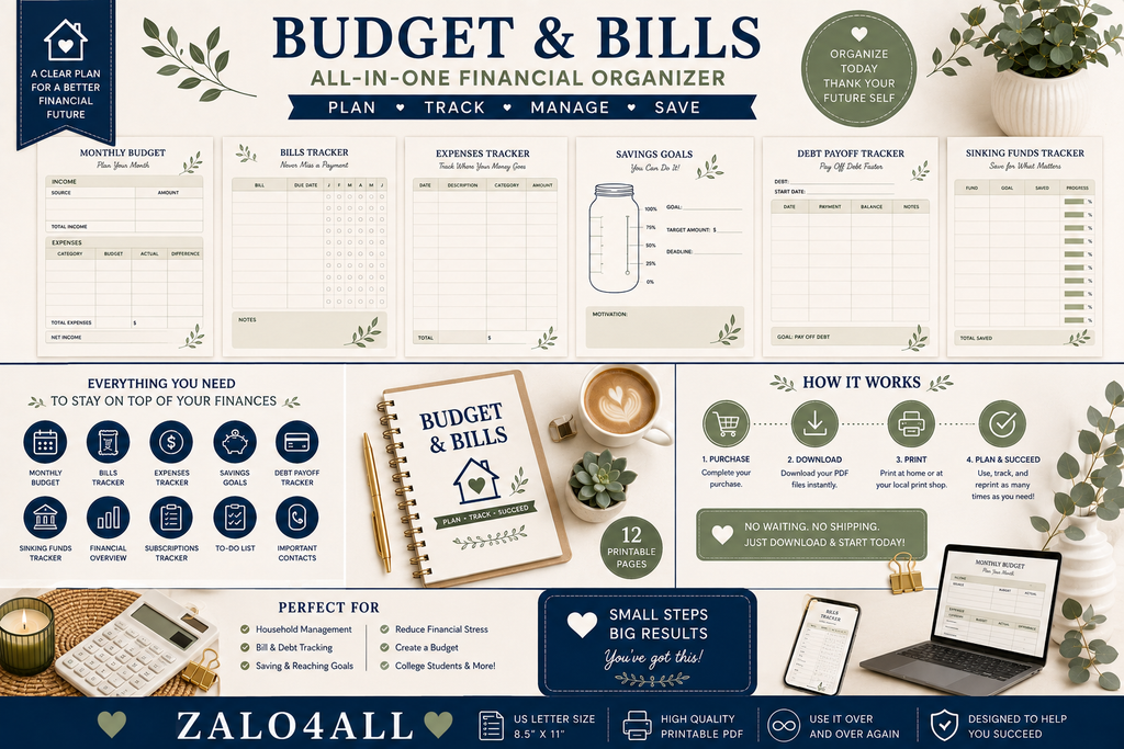 Home Management Binder Printable 30 Page Household Planner Cleaning Chores Budget Meal Planner PDF - digital product preview 8