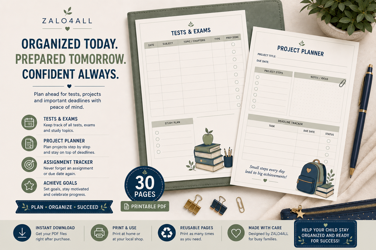 Back to School Family Organizer Printable 30 Page School Planner PDF - digital product preview 10
