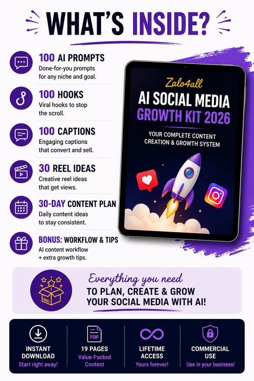 AI Social Media Growth Kit 2026 - 100 ChatGPT Prompts, Hooks & Captions - 30 Day Content Plan PDF - digital product preview 2