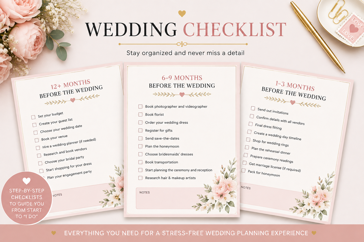 Wedding Planner Printable PDF - Wedding Planning Checklist - Bride Organizer - Budget, Guest List & Timeline - digital product preview 2