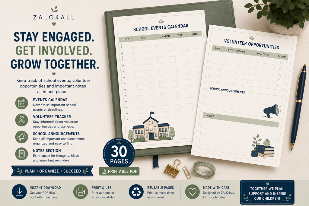 Back to School Family Organizer Printable 30 Page School Planner PDF - digital product preview 9