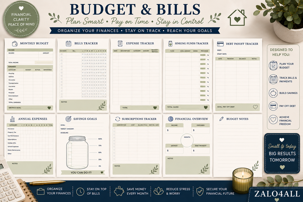 Home Management Binder Printable 30 Page Household Planner Cleaning Chores Budget Meal Planner PDF - digital product preview 4