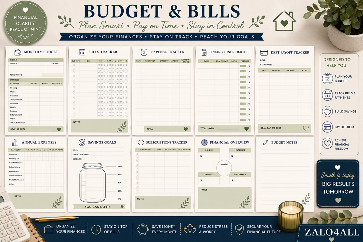 Home Management Binder Printable 30 Page Household Planner Cleaning Chores Budget Meal Planner PDF - digital product preview 4