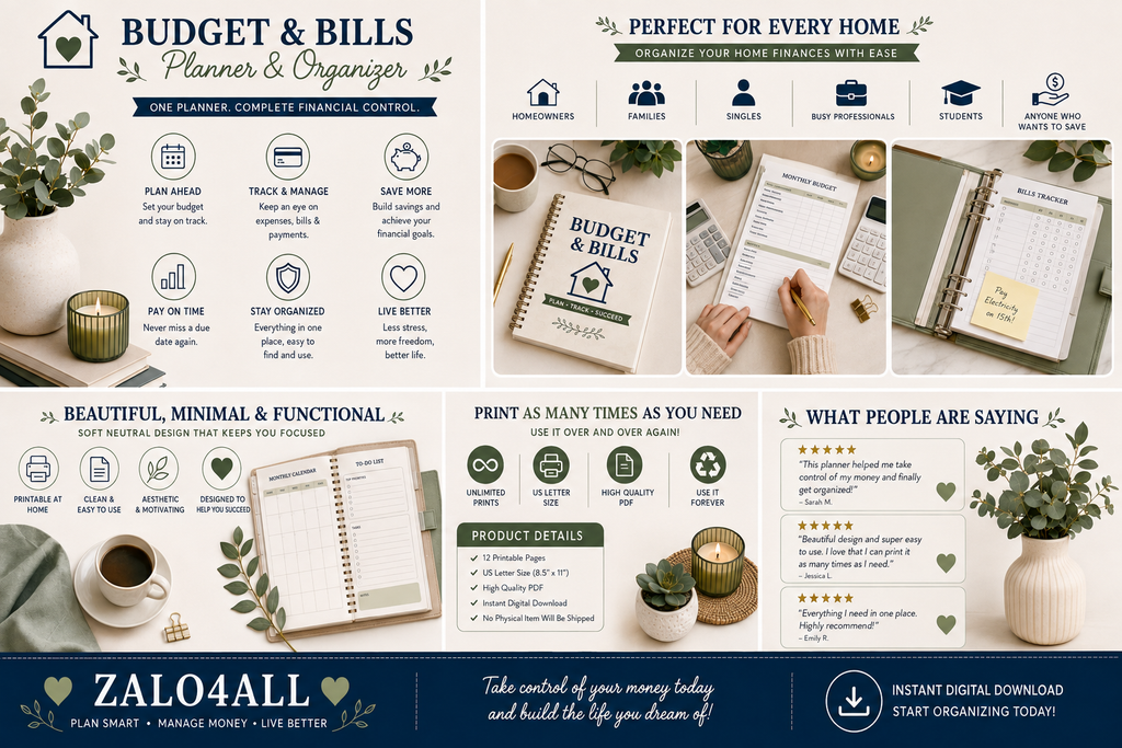 Home Management Binder Printable 30 Page Household Planner Cleaning Chores Budget Meal Planner PDF - digital product preview 7
