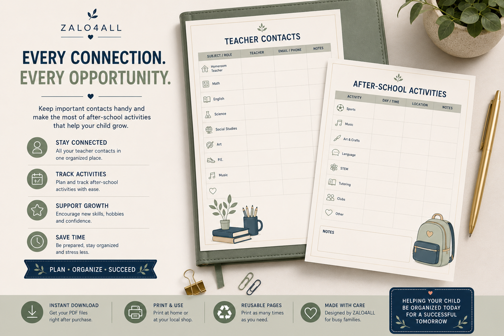 Back to School Family Organizer Printable 30 Page School Planner PDF - digital product preview 5