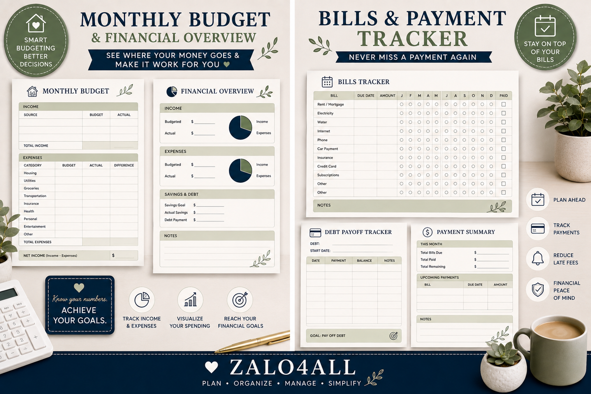 Home Management Binder Printable 30 Page Household Planner Cleaning Chores Budget Meal Planner PDF - digital product preview 5