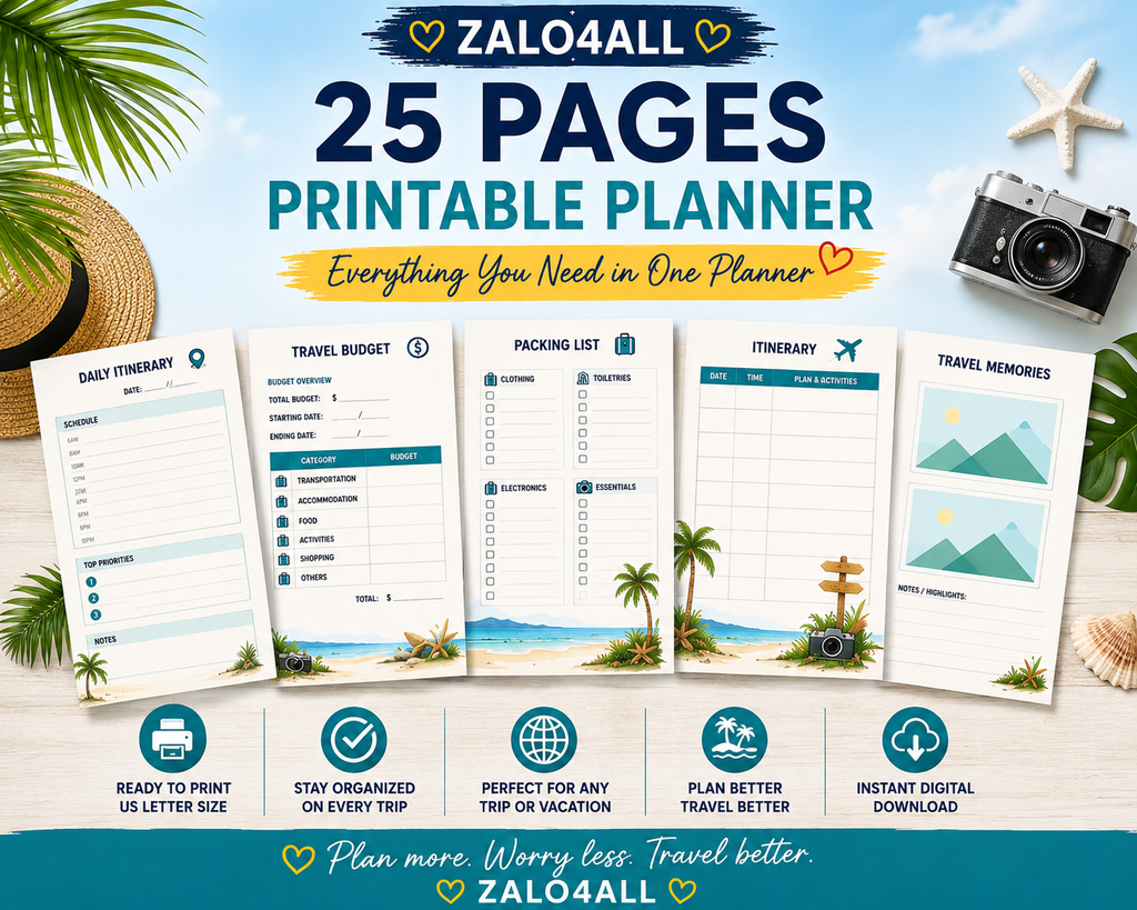 Travel Planner Printable 25 Page Vacation Planner Trip Itinerary Packing List Travel Budget PDF - digital product preview 6
