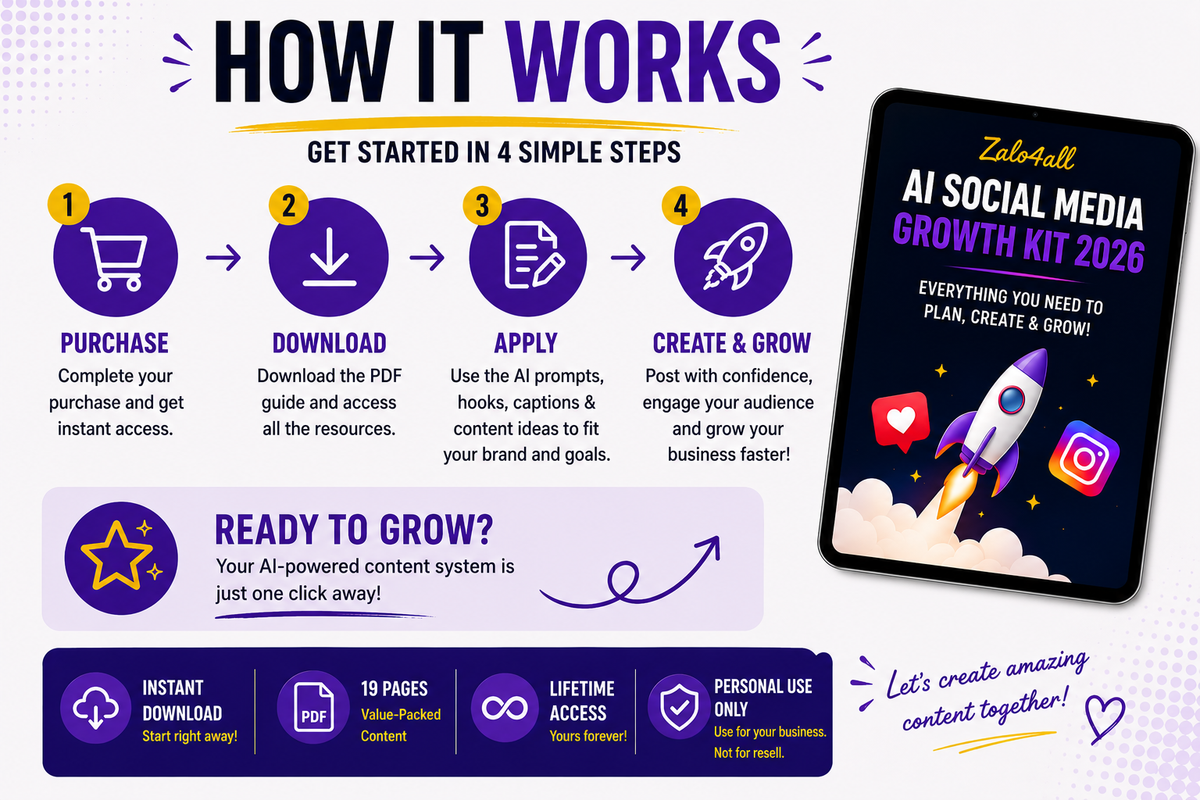 AI Social Media Growth Kit 2026 - 100 ChatGPT Prompts, Hooks & Captions - 30 Day Content Plan PDF - digital product preview 5