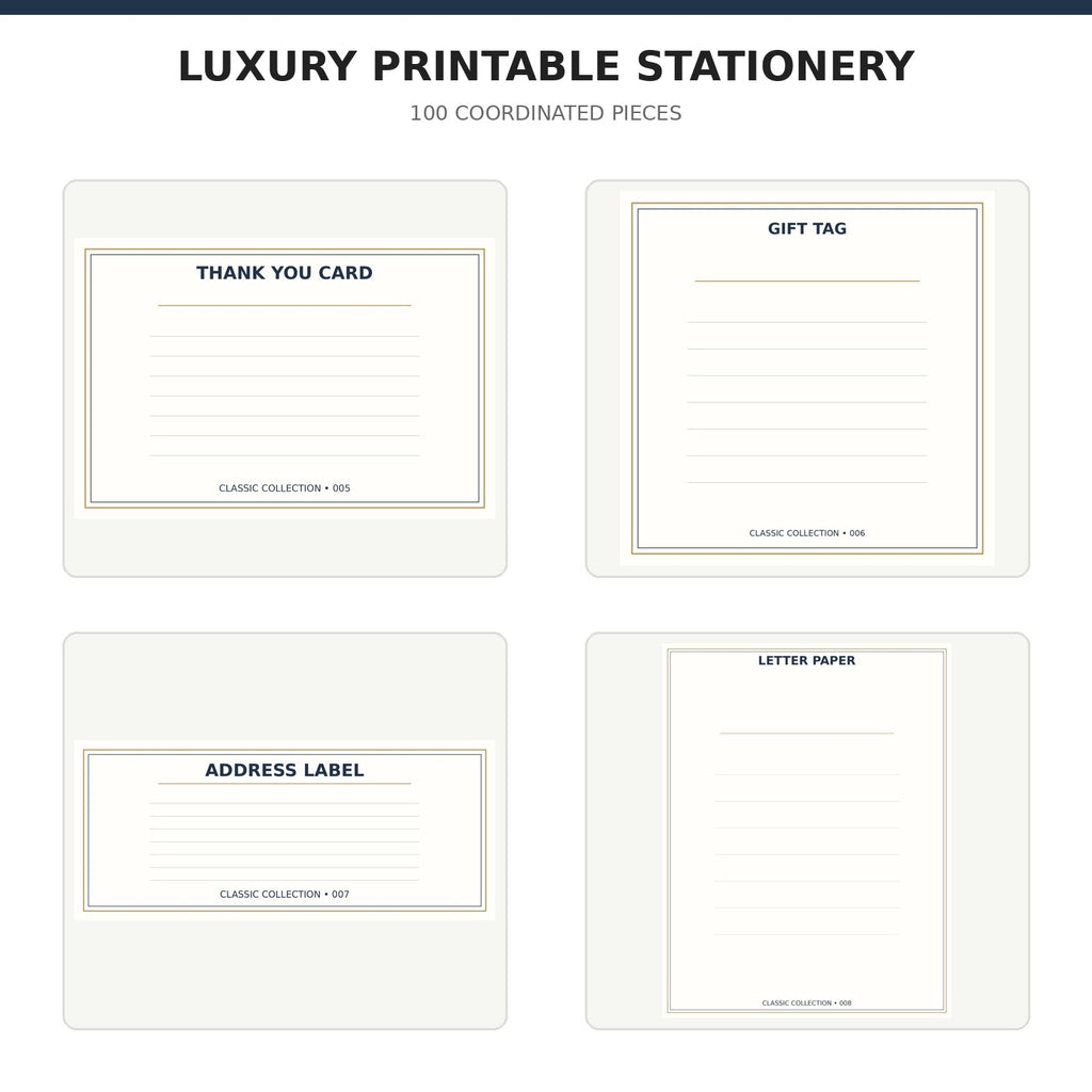 Luxury Printable Stationery Suite | 100 Coordinated Pieces content preview 2