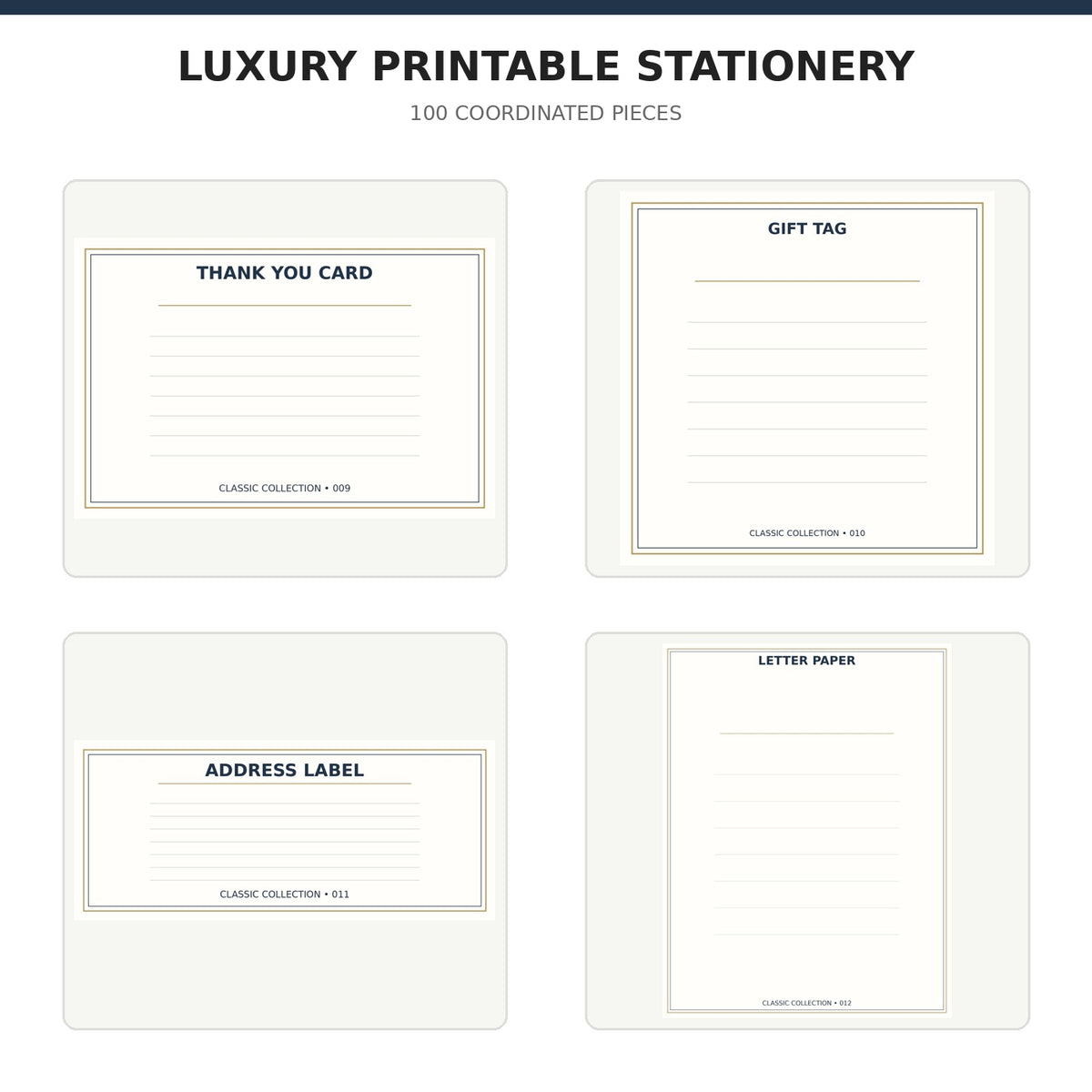 Luxury Printable Stationery Suite | 100 Coordinated Pieces content preview 3
