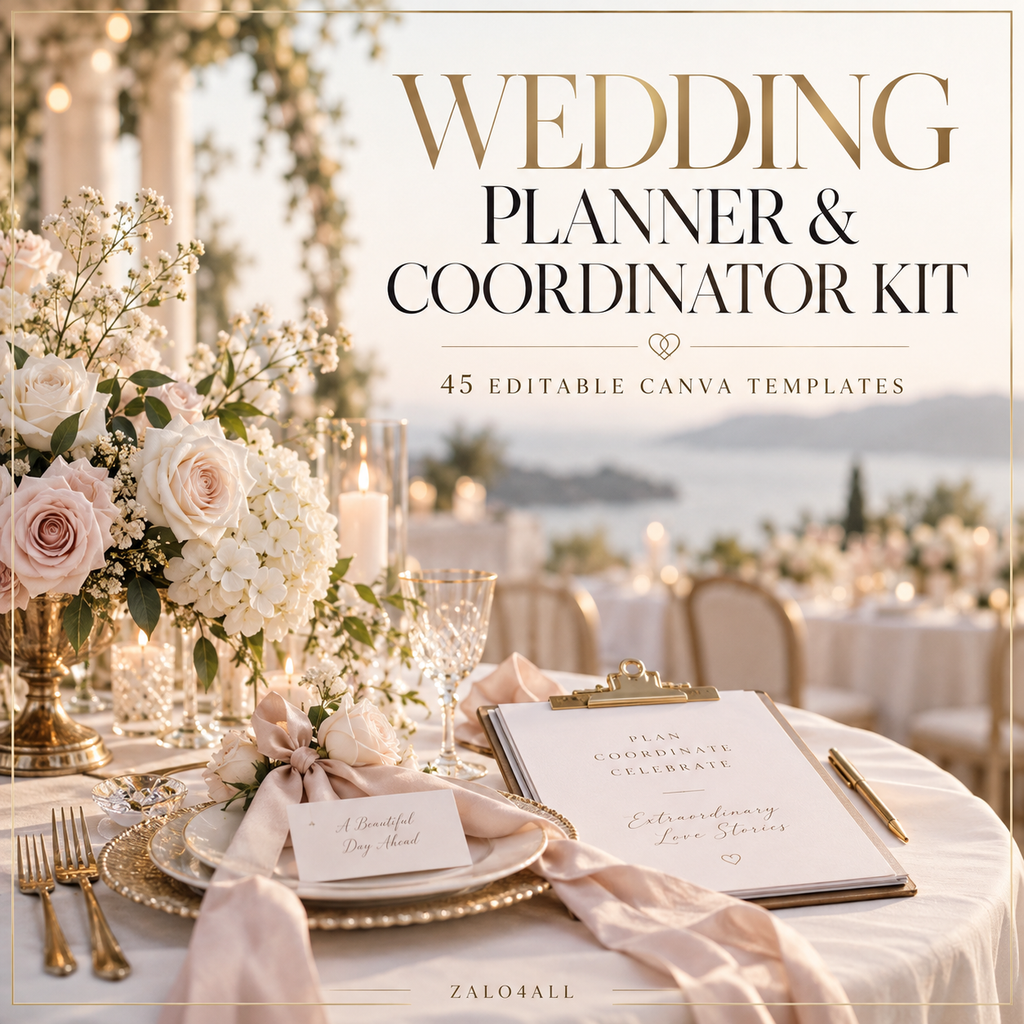 Wedding Planner and Coordinator Kit - 45 Editable Canva Templates cover