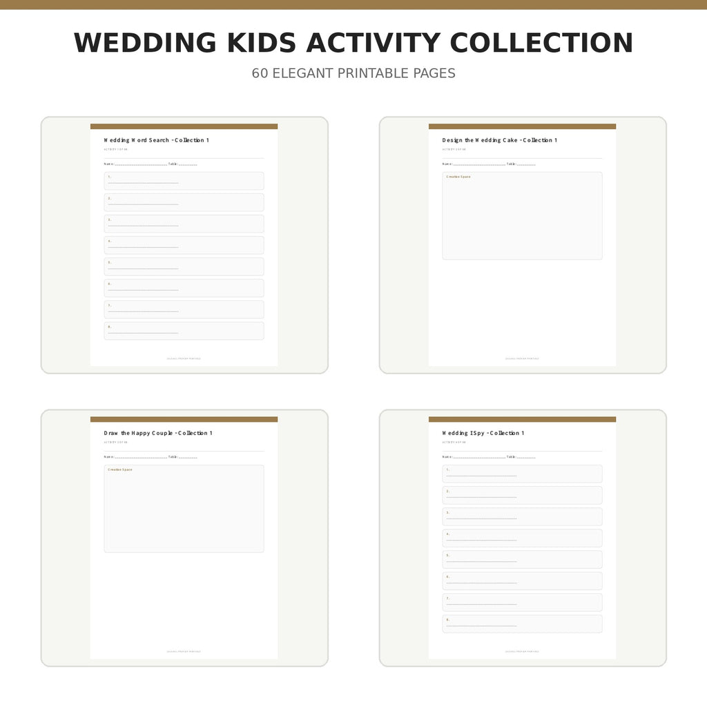 Luxury Wedding Kids Activity Collection | 60 Printable Pages content preview 1