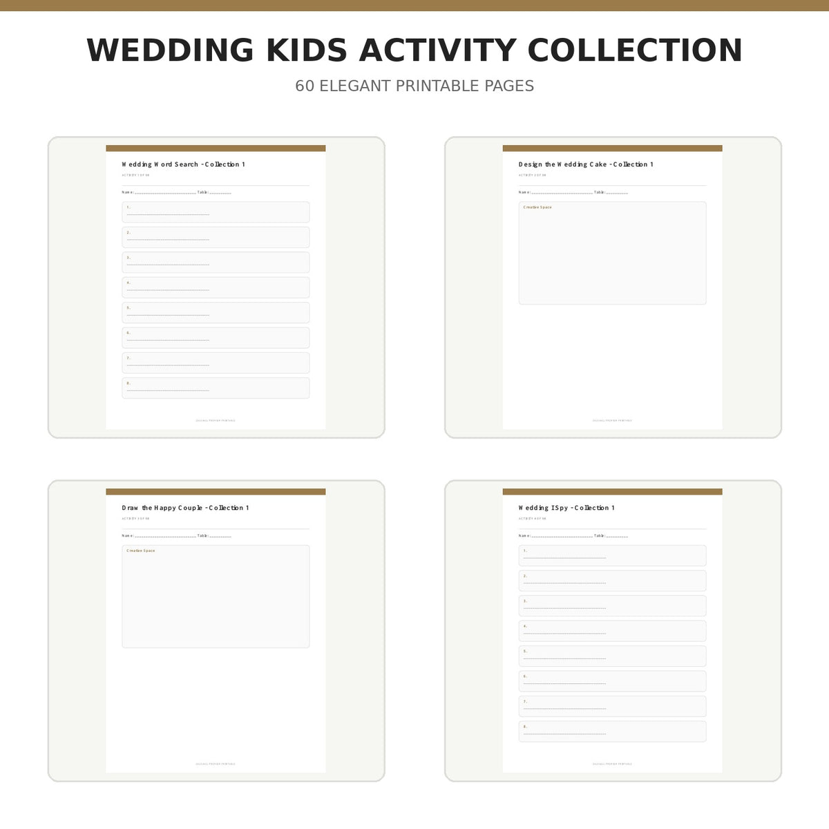 Luxury Wedding Kids Activity Collection | 60 Printable Pages content preview 1