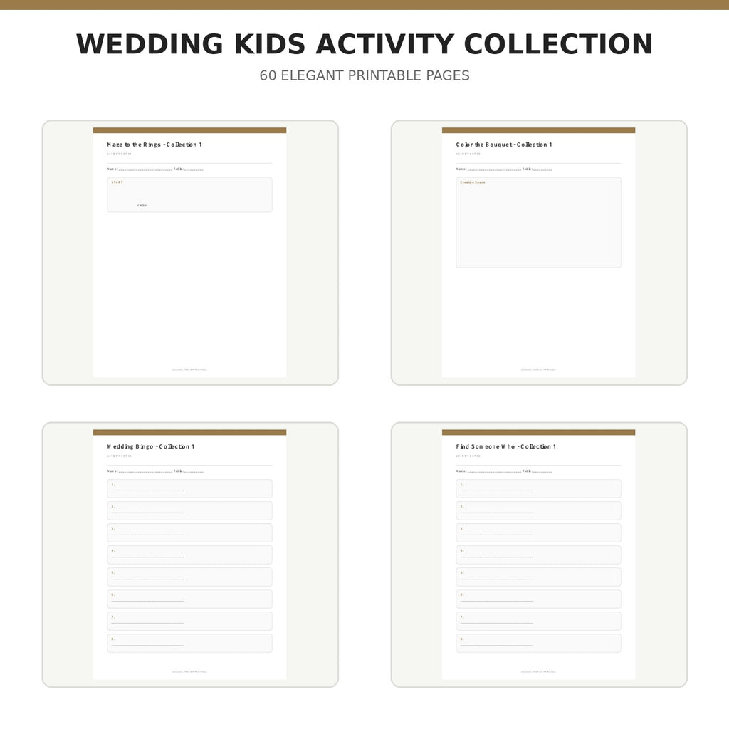 Luxury Wedding Kids Activity Collection | 60 Printable Pages content preview 2