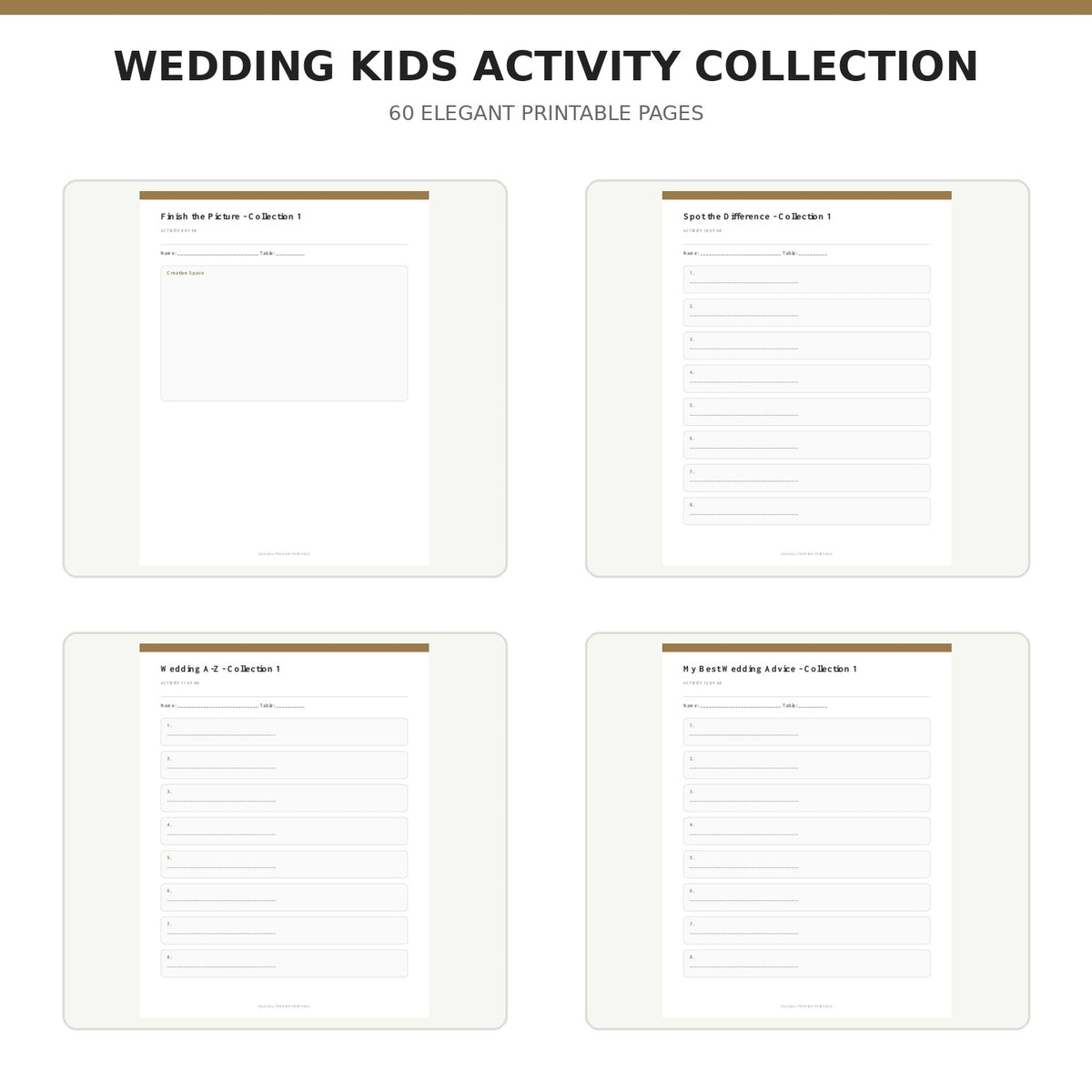 Luxury Wedding Kids Activity Collection | 60 Printable Pages content preview 3