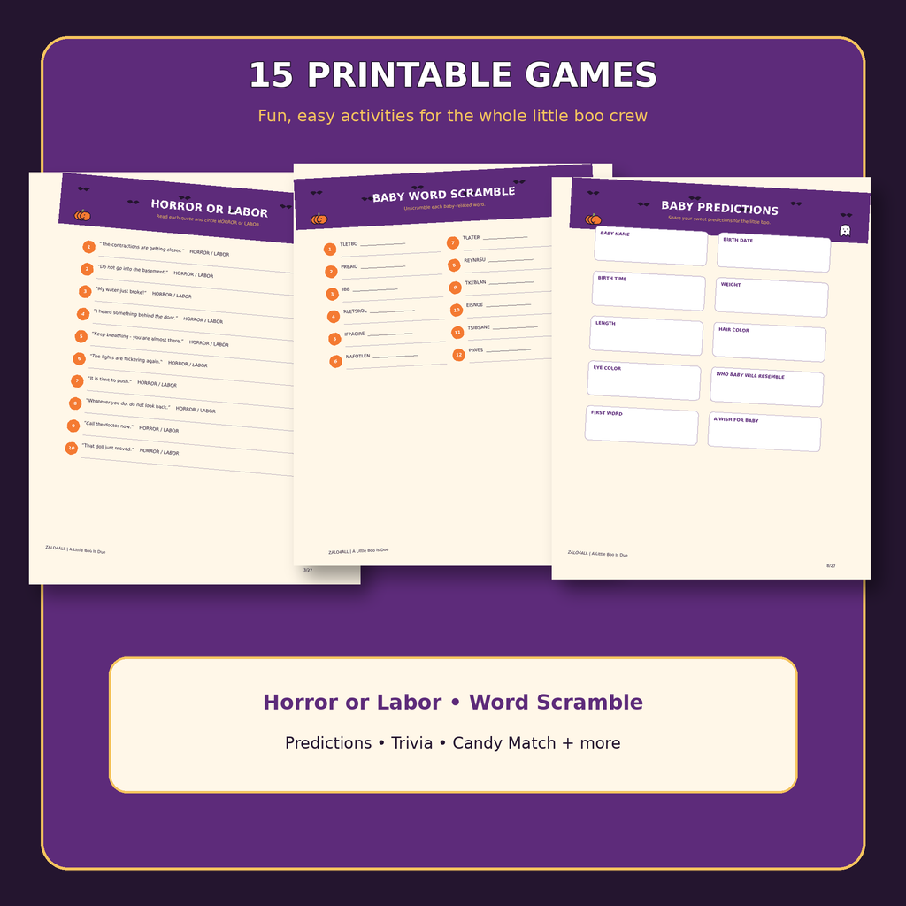 15 printable Halloween baby shower games preview