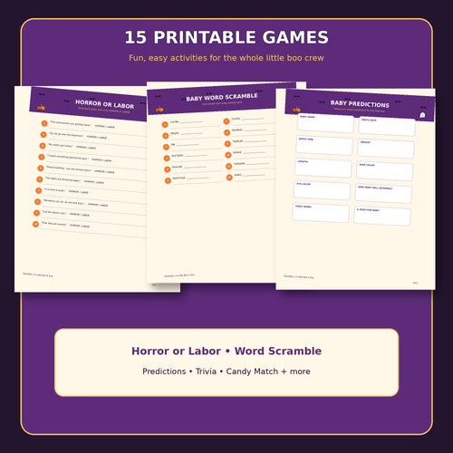 15 printable Halloween baby shower games preview