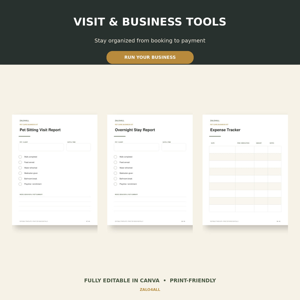 Visit reports invoice and business tracking templates