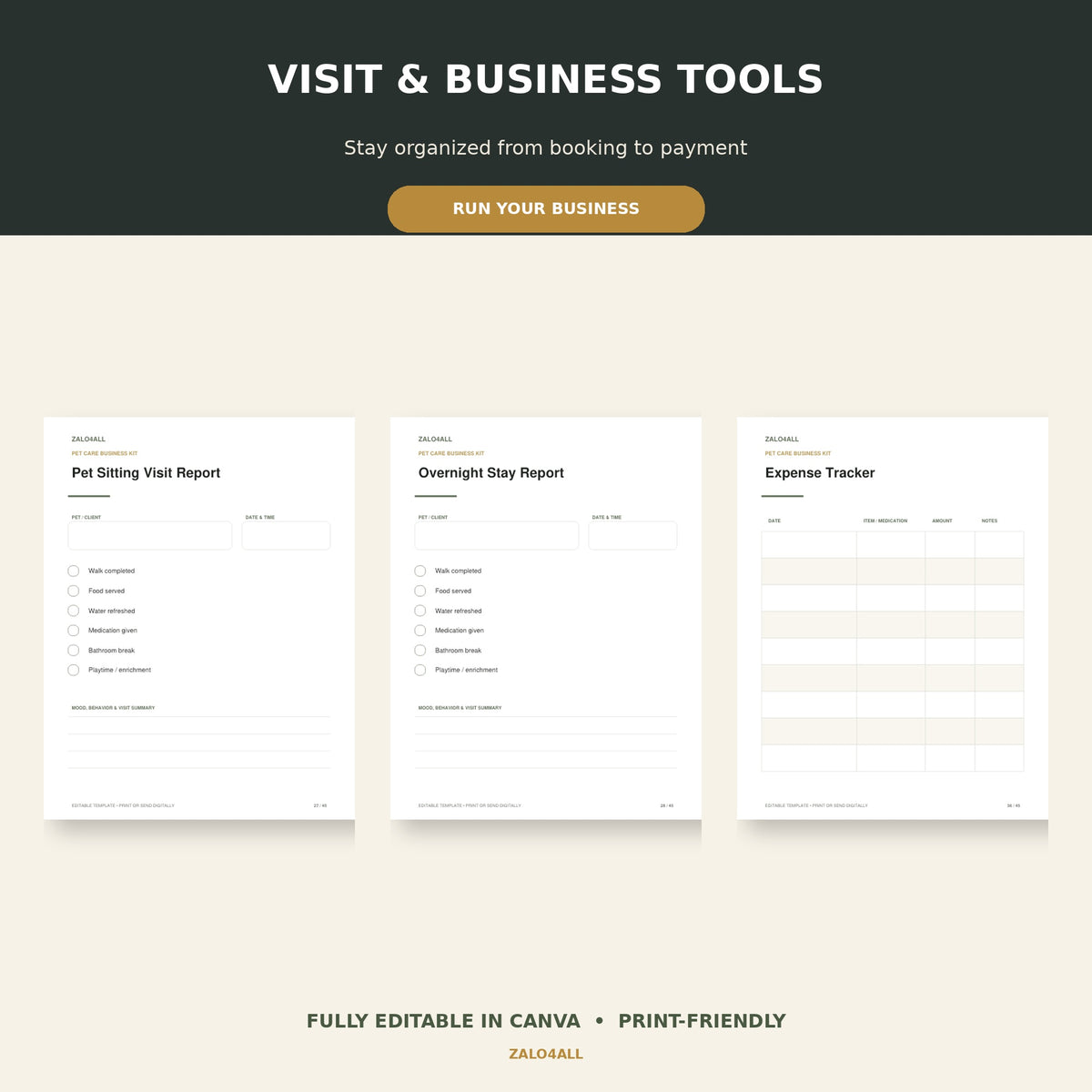 Visit reports invoice and business tracking templates