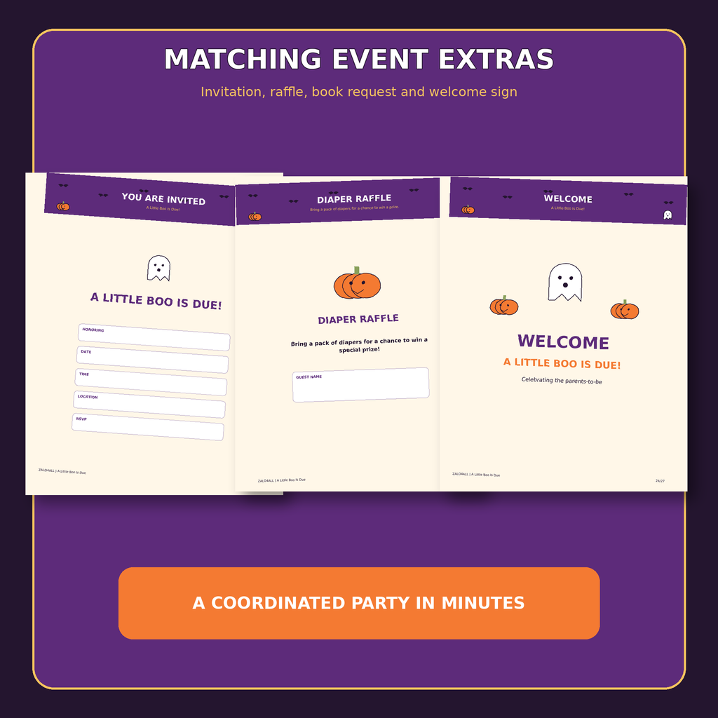 Matching invitation diaper raffle and welcome sign