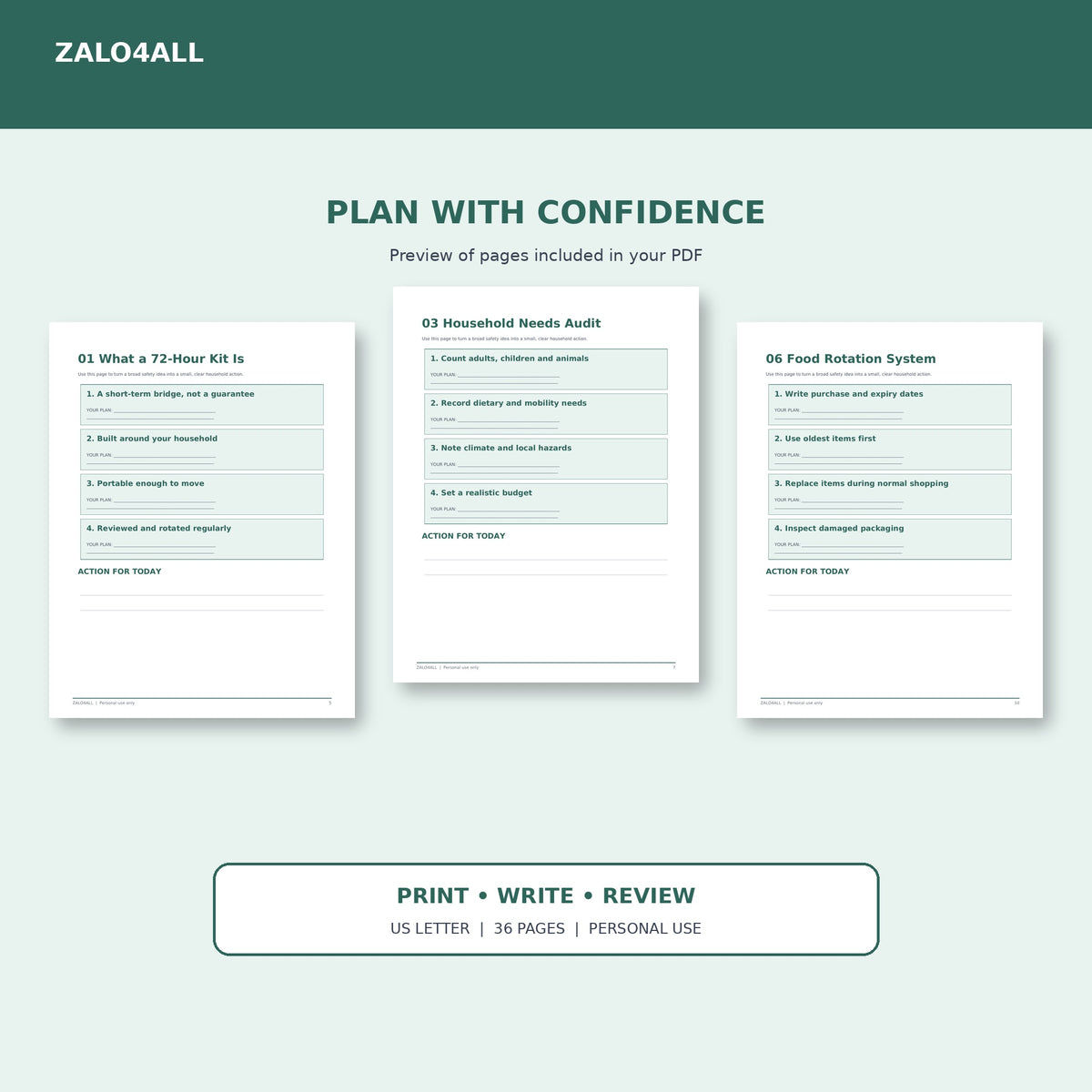 72-Hour Emergency Kit Guide | 36-Page Printable Checklist PDF interior preview 1