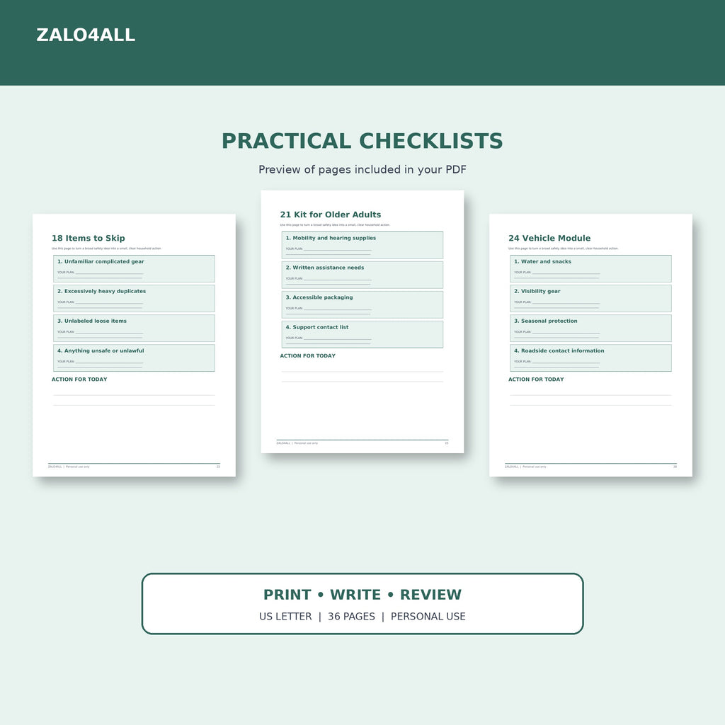 72-Hour Emergency Kit Guide | 36-Page Printable Checklist PDF interior preview 3