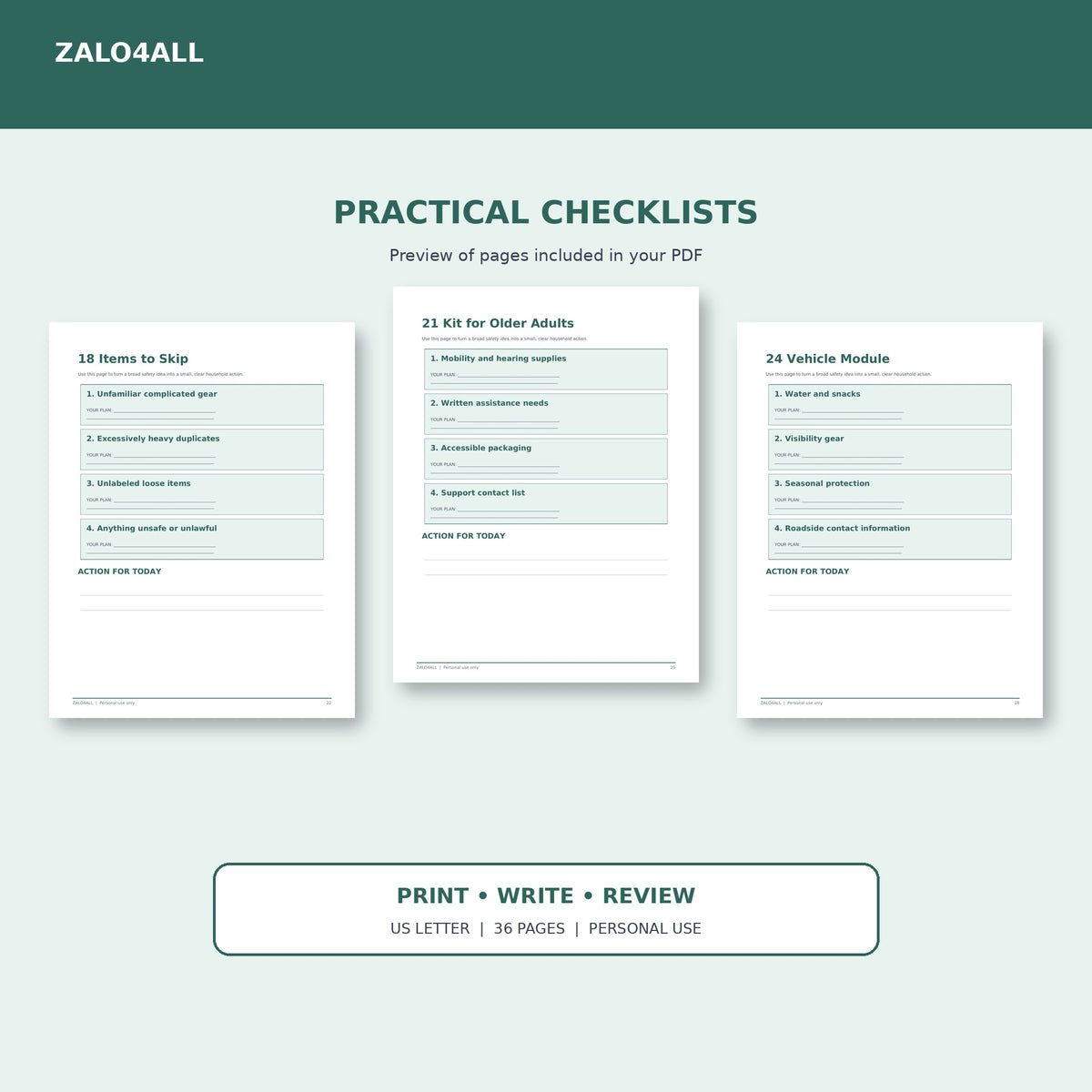 72-Hour Emergency Kit Guide | 36-Page Printable Checklist PDF interior preview 3