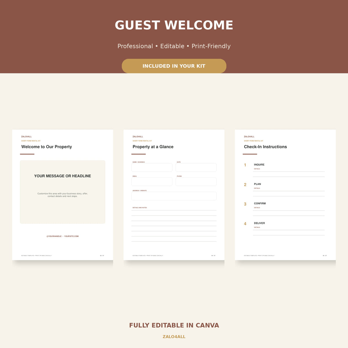 Airbnb Host Welcome Book & Management Kit | 37 Editable Canva Templates preview 1