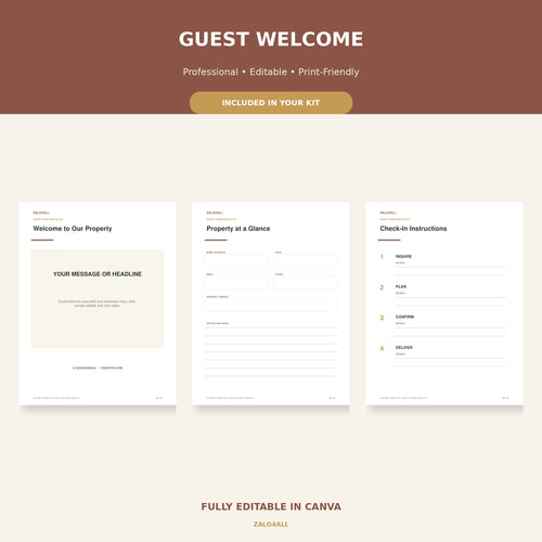 Airbnb Host Welcome Book & Management Kit | 37 Editable Canva Templates preview 1
