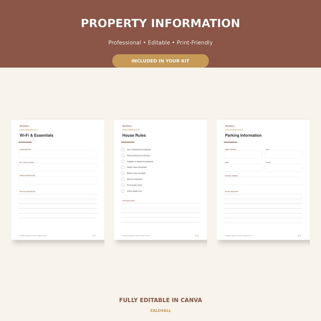 Airbnb Host Welcome Book & Management Kit | 37 Editable Canva Templates preview 2
