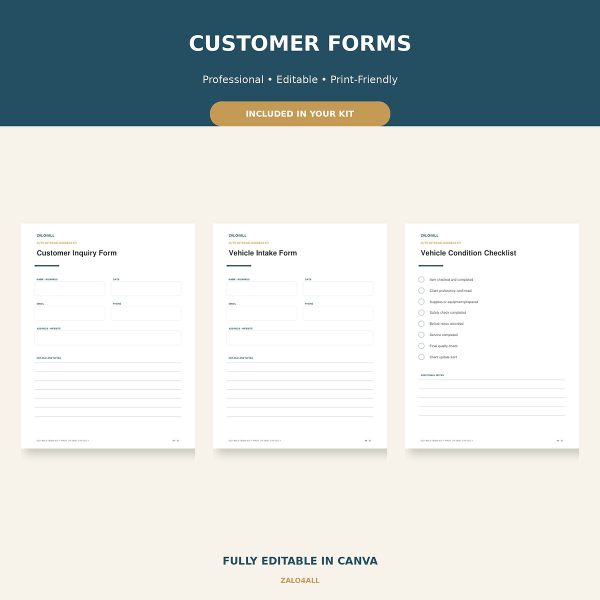 Mobile Car Detailing Business Starter Kit | 37 Editable Canva Templates preview 1