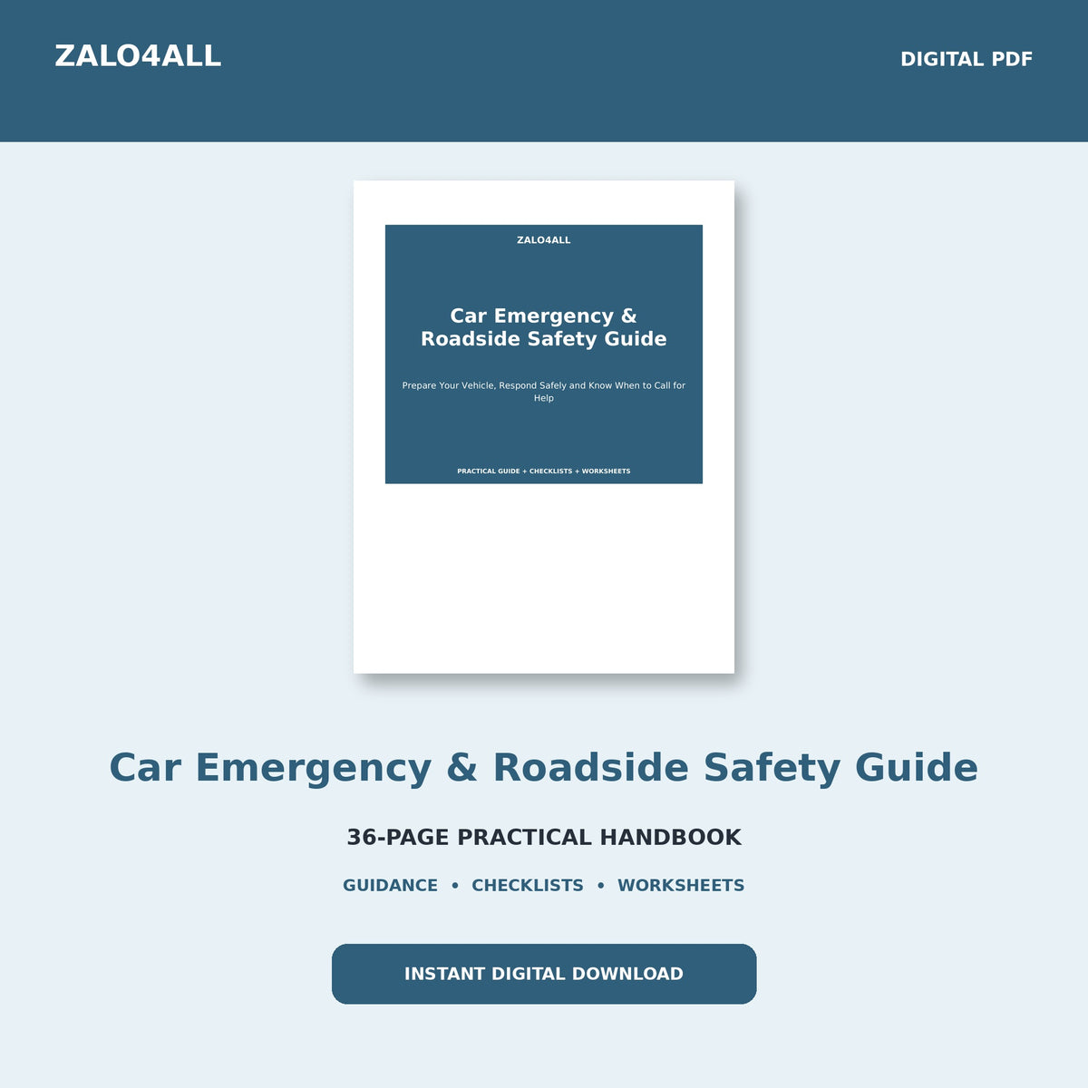 Car Emergency & Roadside Safety Guide | 36-Page Printable PDF cover