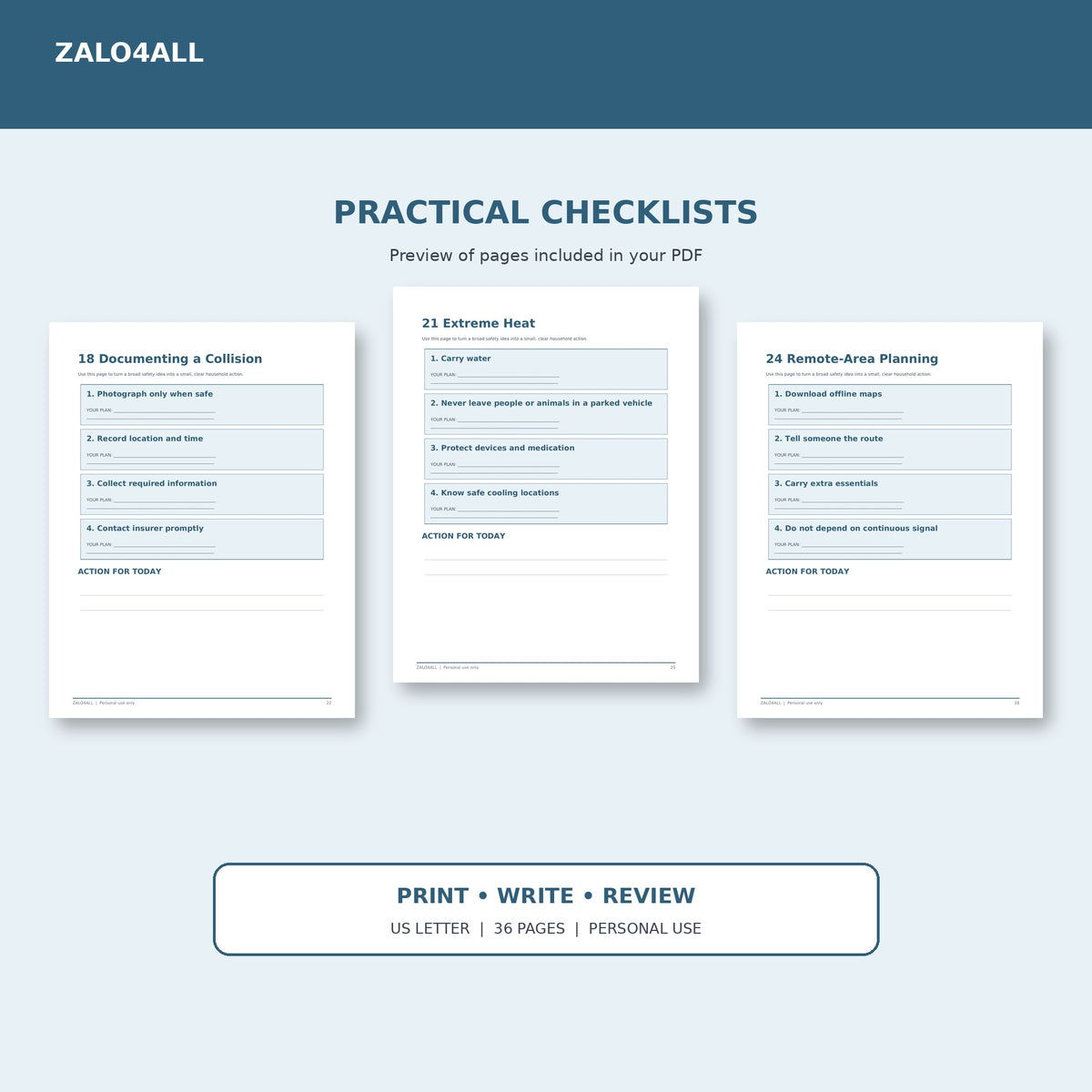 Car Emergency & Roadside Safety Guide | 36-Page Printable PDF interior preview 3